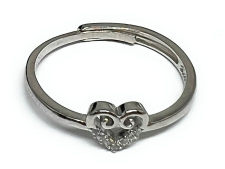 .925 Silver Adjustable Heart CZ Ring (FCS 02) Online Hot Sale