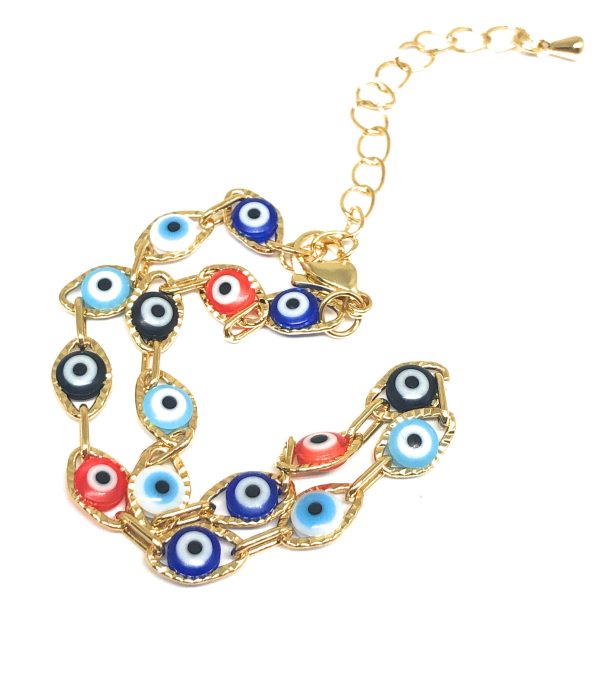 Gold Plated Evil Eye Ankle Bracelet 8-11” Online Sale