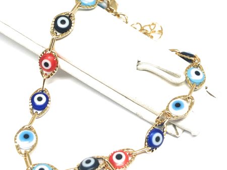 Gold Plated Evil Eye Ankle Bracelet 8-11” Online Sale