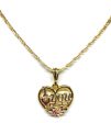 Gold Plated Heart  I Love you  Rose Pendant Necklace Chain 24” Corazón Medalla Online now