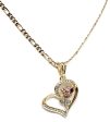 Gold Plated Tri-Color Heart Rose CZ Pendant Necklace Chain 24” For Cheap