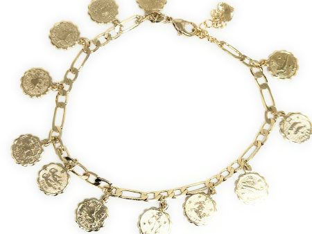 Gold Plated ZODIAC Symbols Charms Bracelet Pulsera 8” Online Sale