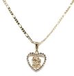 Gold Plated Rose Heart CZ Pendant Necklace Chain 24” Flor Pendant Online Sale