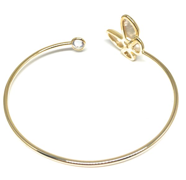 Gold Plated Butterfly CZ Adjustable Bangle Bracelet Online Hot Sale