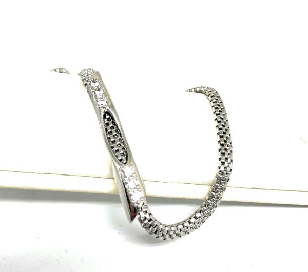 .925 Silver Cubic Zirconia Snake Link Braccelet 8.5 inch For Cheap