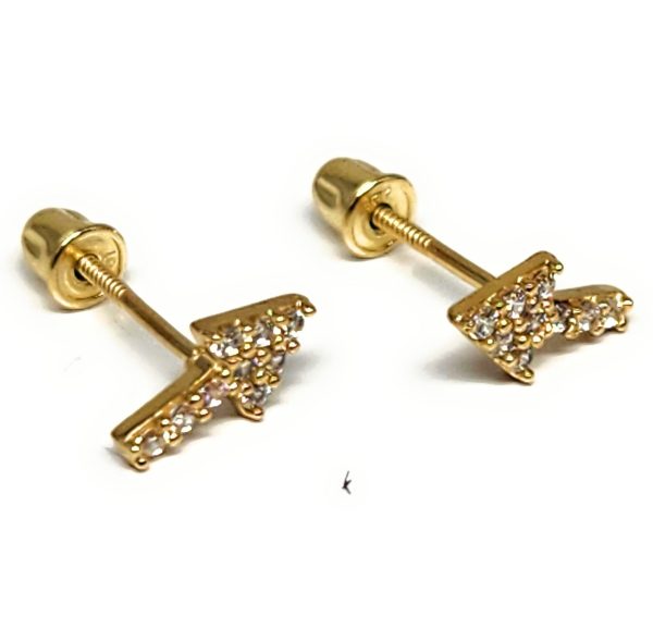 10k Solid Gold ARROWS ZIRCONIA MINI DAINTY Stud Earrings (FCE 24) Online Sale