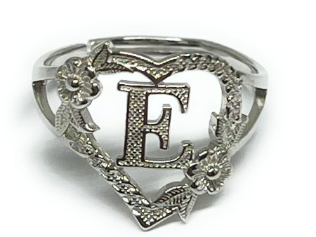 .925 Silver CUSTOMIZED Gold Heart Initial Letter Ring Adjustable sizes 6-12 Online Sale