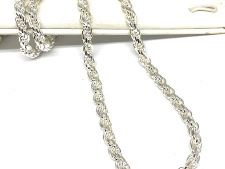 .925 Silver Rope Chain 24-26 inch 5mm Width Hot on Sale