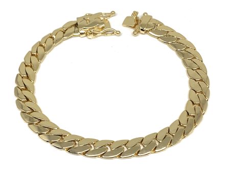 Gold Plated Miami Cuban Link Box Lock Bracelet 8.5” Inch 4.5-9mm Width Esclava Fashion