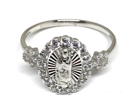 .925 Silver Dainty Viirgin Mary Virrgen Guadalupe Cubic Zirconia Ring Online now