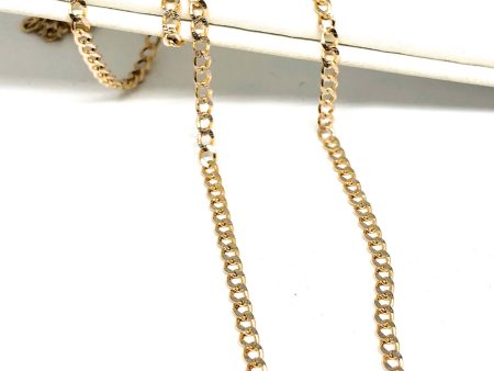 10k Solid Gold Cuban Link Diamond Cut (White Gold) Chain 18-26 inches 2.5mm (Semi-Hollow Style) For Sale