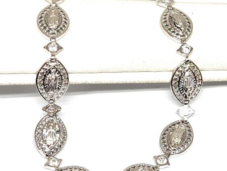 .925 Silver Virrgin Marry CZ Braccelet 7.5 inch 8mm For Sale