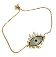 Gold Plated Colorful Evil Eye Adjustable Bracelet 9 inch on Sale