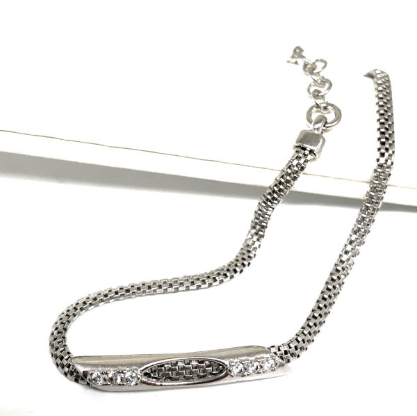 .925 Silver Cubic Zirconia Snake Link Braccelet 8.5 inch For Cheap