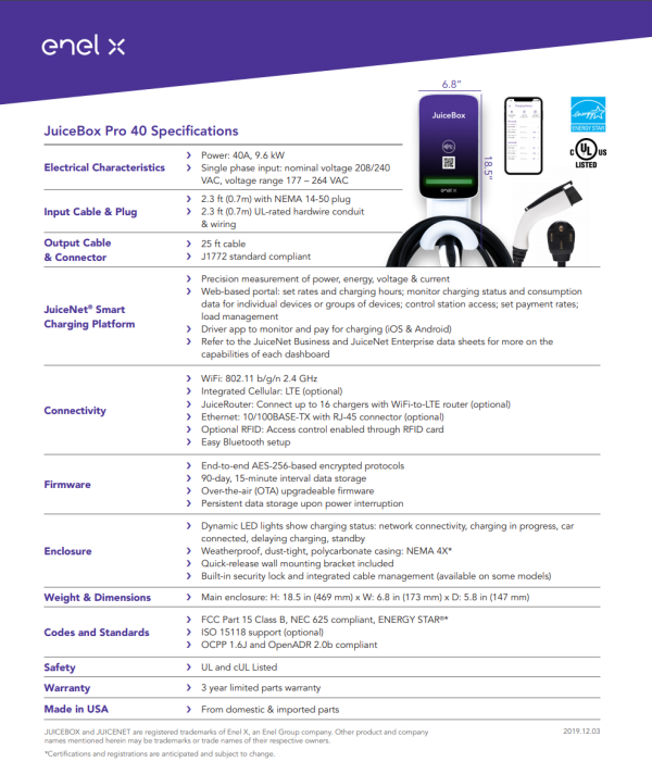 JuiceBox Pro 40 Commercial | Level 2 EV Charger Supply