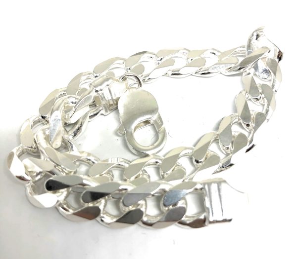 .925 Silver Cuban Link 8-9 inch 9mm width Braccelet For Sale