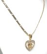 Gold Plated Rose Heart CZ Pendant Necklace Chain 24” Flor Pendant Online Sale