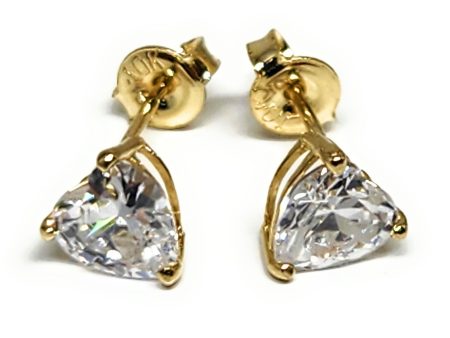 10k Solid Gold Cubic Zirconia Heart Stud Earrings (FCE 16) Cheap