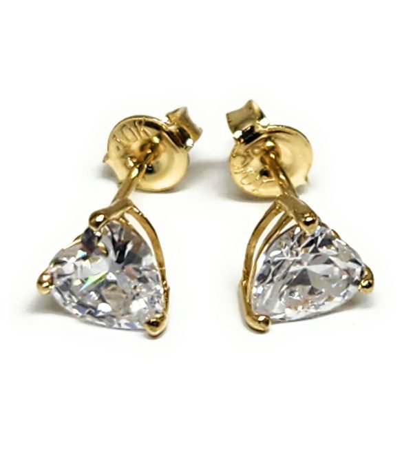 10k Solid Gold Cubic Zirconia Heart Stud Earrings (FCE 16) Cheap