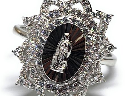 .925 Silver FANCY Viirgin Mary Virrgen Guadalupe CZ Ring Fashion