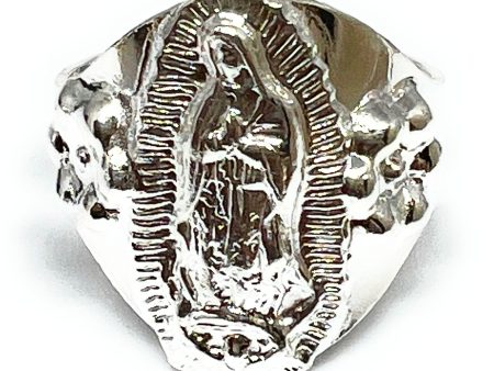 .925 Silver Viirgin Mary Virrgen Guadalupe Flower Ring Supply