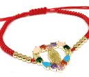 Gold Plated Colorful Rhinestone Heart Virgin Mary Bracelet Virgen De Guadalupe Pulsera 8  Adjustable Online Hot Sale