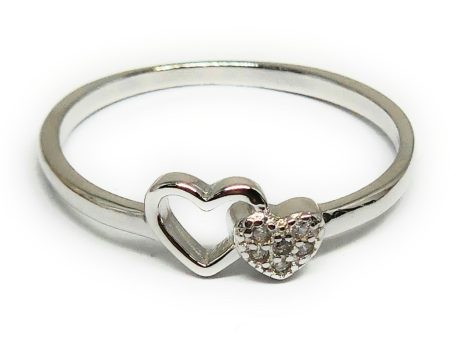 .925 Silver Double Heart CZ Ring Online now