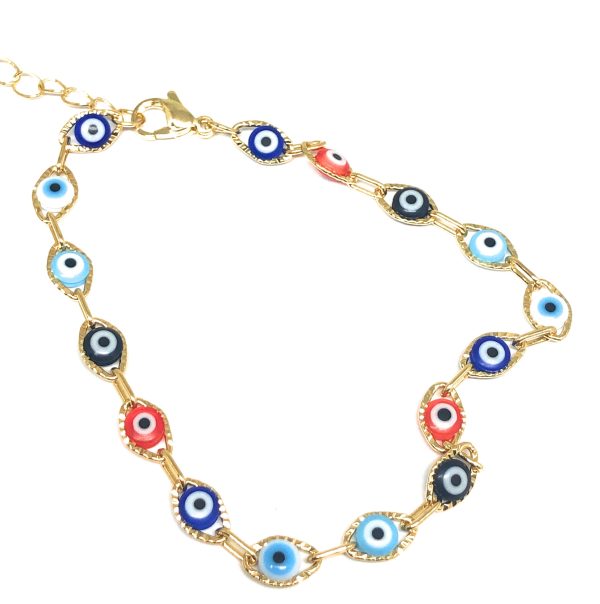 Gold Plated Evil Eye Ankle Bracelet 8-11” Online Sale