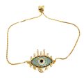 Gold Plated Colorful Evil Eye Adjustable Bracelet 9 inch on Sale