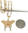 Gold Plated Tri-Color Yellow Butterfly Pendant Necklace Chain 24” Online Sale