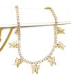 Gold Plated CZ Butterfly Charm Tennis CZ Chain Necklace 18  Online