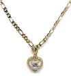 Gold Plated Heart Cubic Zirconia Pendant Necklace Chain 24” Online