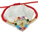 Gold Plated Colorful Rhinestone Heart Virgin Mary Bracelet Virgen De Guadalupe Pulsera 8  Adjustable Online Hot Sale