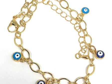 Gold Plated Evil Eye Ankle Bracelet 8-11” Online