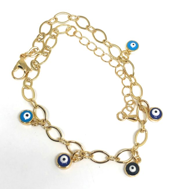 Gold Plated Evil Eye Ankle Bracelet 8-11” Online