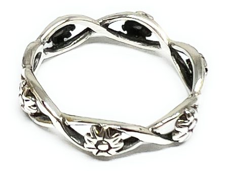 .925 Silver Flower Band Ring Discount