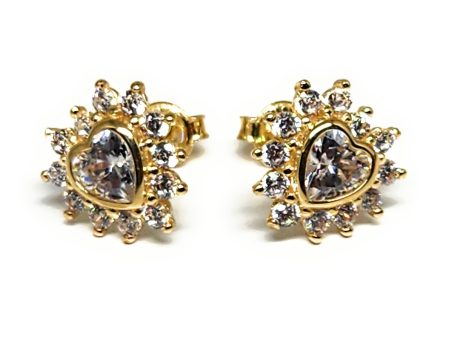 10k Solid Gold Cubic Zirconia Heart Mini Dainty Stud Earrings (FCE 15) Supply