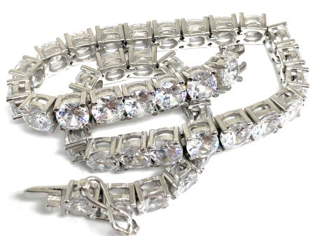 .925 Silver Icced Out CZ Tennis Braccelet 8 inch 5mm width on Sale