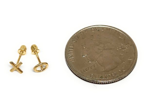 10k Solid Gold  X   O  HUGS & KISSES MINI DAINTY Stud Earrings (FCE 19) For Cheap