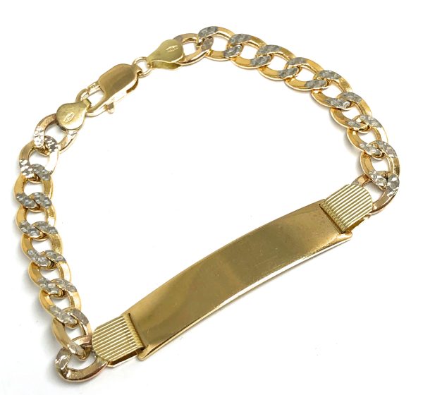 10k Solid Gold Cuban Link Brracelet 8-8.5 inch length 6.5-8mm Width Diamond Cut (White Gold) (Free Engraving, Email us name!) Online