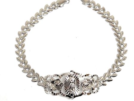 .925 Silver Virrgin Marry FLOWER Braccelet 7.5 inch 5.5mm on Sale