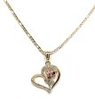 Gold Plated Tri-Color Heart Rose CZ Pendant Necklace Chain 24” For Cheap