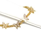 Gold Plated CZ Butterfly Charm Miami Cuban Link Bracelet 7-9 inch adjustable For Discount