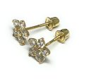 10k Solid Gold Cubic Zirconia Flower Mini Dainty Stud Earrings (FCE 03) Cheap