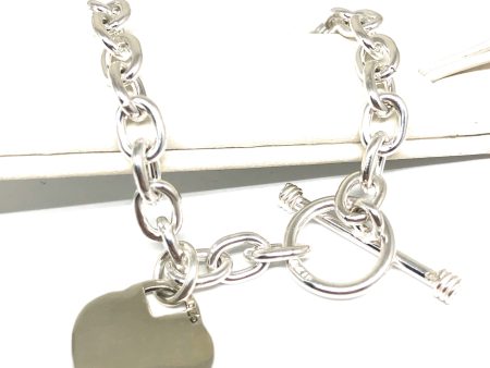 .925 Silver Heart Charm Braccelet 7.5-8 inch Engraving Available Online Sale