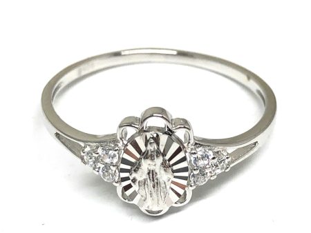 .925 Silver Dainty Viirgin Mary Virrgen Guadalupe Cubic Zirconia Ring For Discount