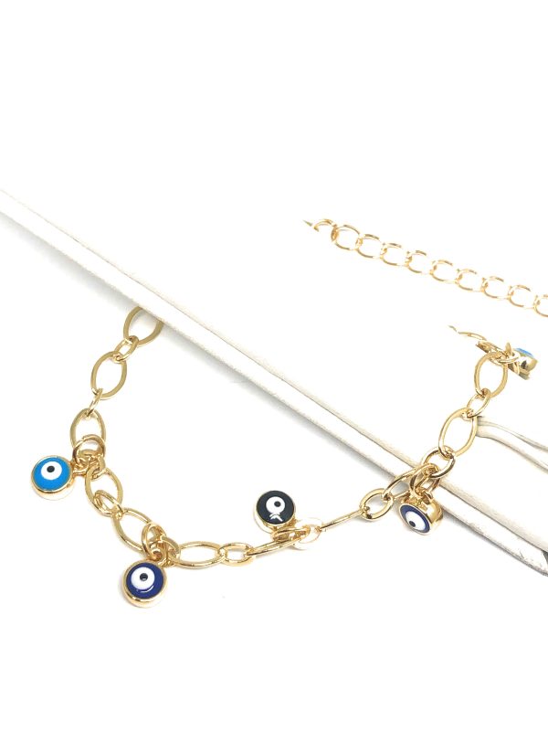 Gold Plated Evil Eye Ankle Bracelet 8-11” Online