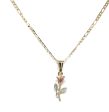 Gold Plated Rose Pendant Necklace Chain 24” Flor Pendant Supply