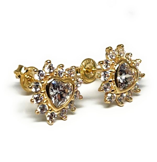 10k Solid Gold Cubic Zirconia Heart Mini Dainty Stud Earrings (FCE 15) Supply