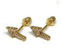 10k Solid Gold ARROWS ZIRCONIA MINI DAINTY Stud Earrings (FCE 24) Online Sale